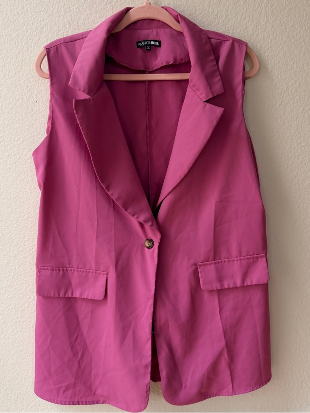 Fashion Nova Pink Sleeveless Blazer Barbiecore Workwear Office Baddie Career L‎